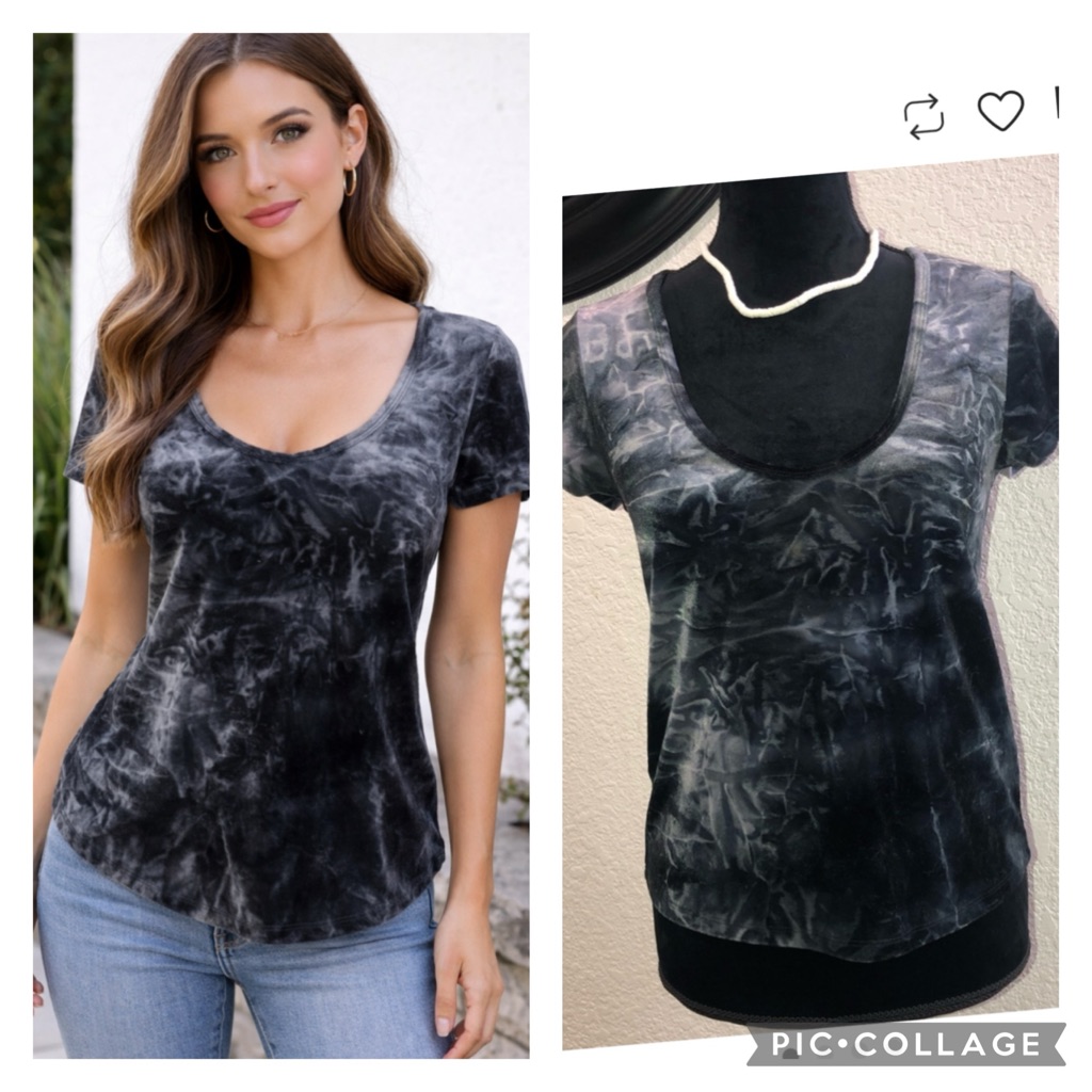Black/Gray Velvet Crushed Top